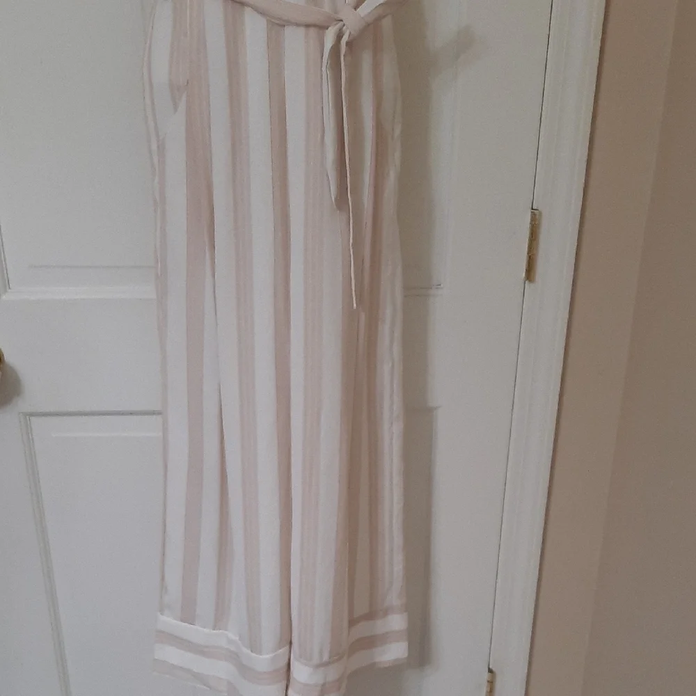 Showpo Camel and White Striped Maxi Jumpsuit. SZ 8 - Picture 5 of 15